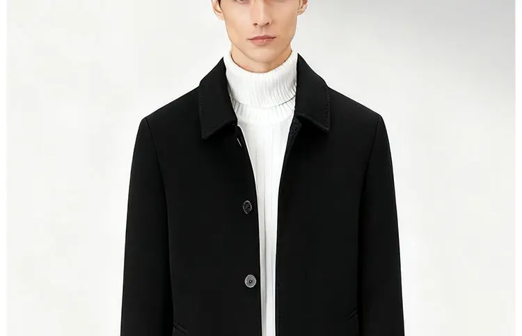 2026 New 100% Wool Outdoor Fashion Gentleman Business Casual Slimming Men's Detachable Down Inner Long Double-sided Wool Coat