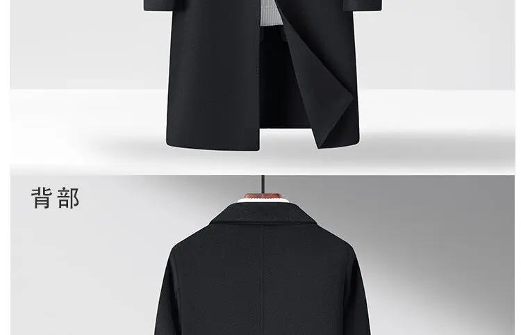2026 New 100% Wool Outdoor Fashion Gentleman Business Casual Slimming Men's Detachable Down Inner Long Double-sided Wool Coat