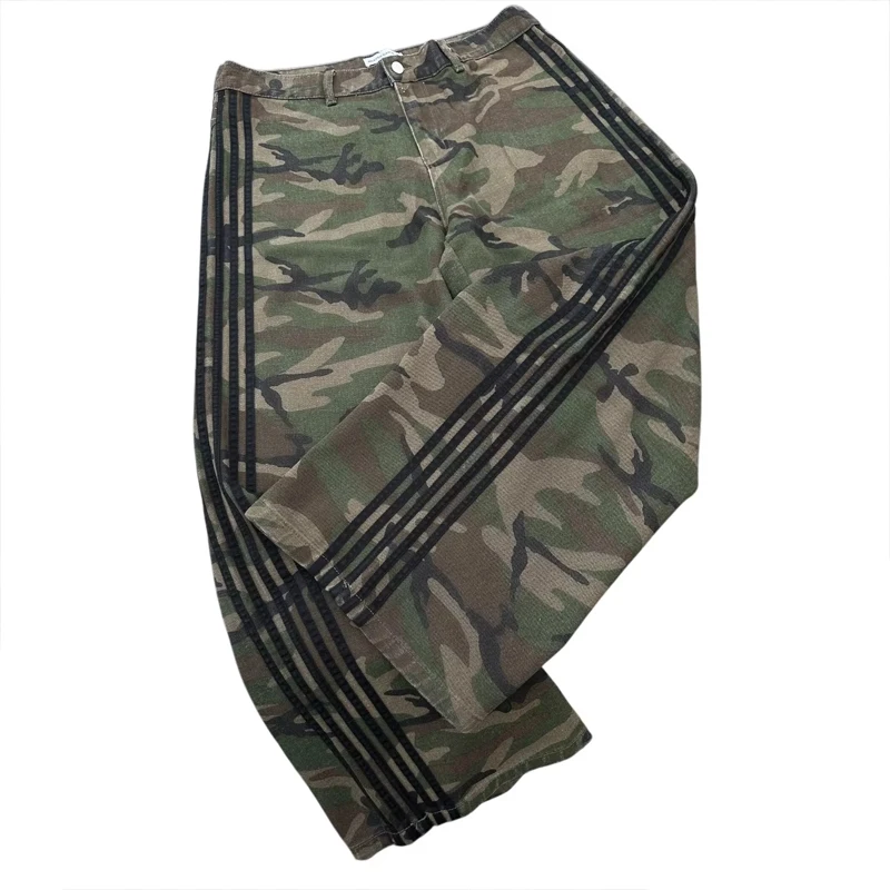 Retro Y2K Baggy Jeans Wide Leg Denim Pant Men's Camouflage Embroidered Striped Harajuku Sweatpants Women Hip Hop Streetwear Camo