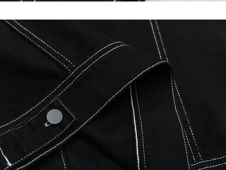Men's Fashion Baggy Denim Jacket Streetwear Large Pocket Contrast Design Oversized Black White Washed Denim Coats Autumn 4XL 5XL