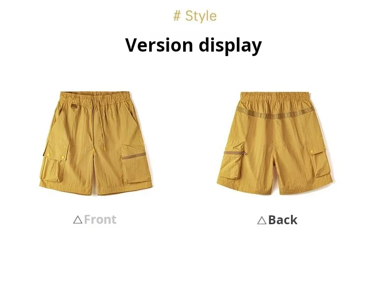 Maden Outdoor Yellow Cargo Shorts Men's Summer Quick-Dry Lightweight Sports Shorts with Drawstring Waist Multi-Pocket Bottoms