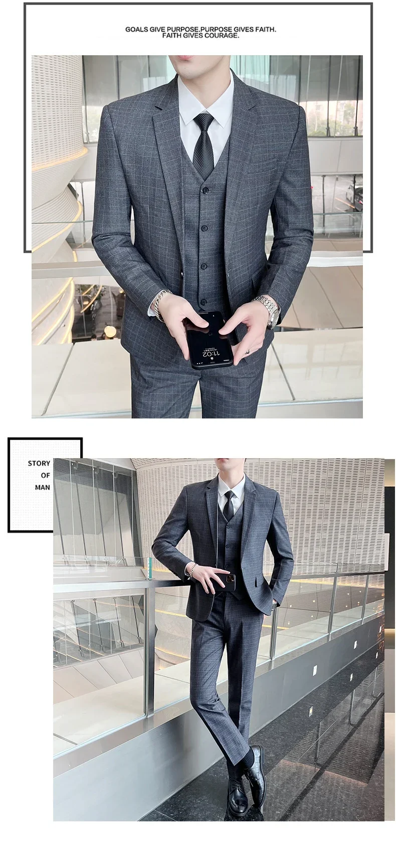 Suits (blazer+ Vest + Pants) Men Fashion Business Casual Hosts Slim-fit Gentleman Wedding Work Mens Suits 3 Piece M-5XL
