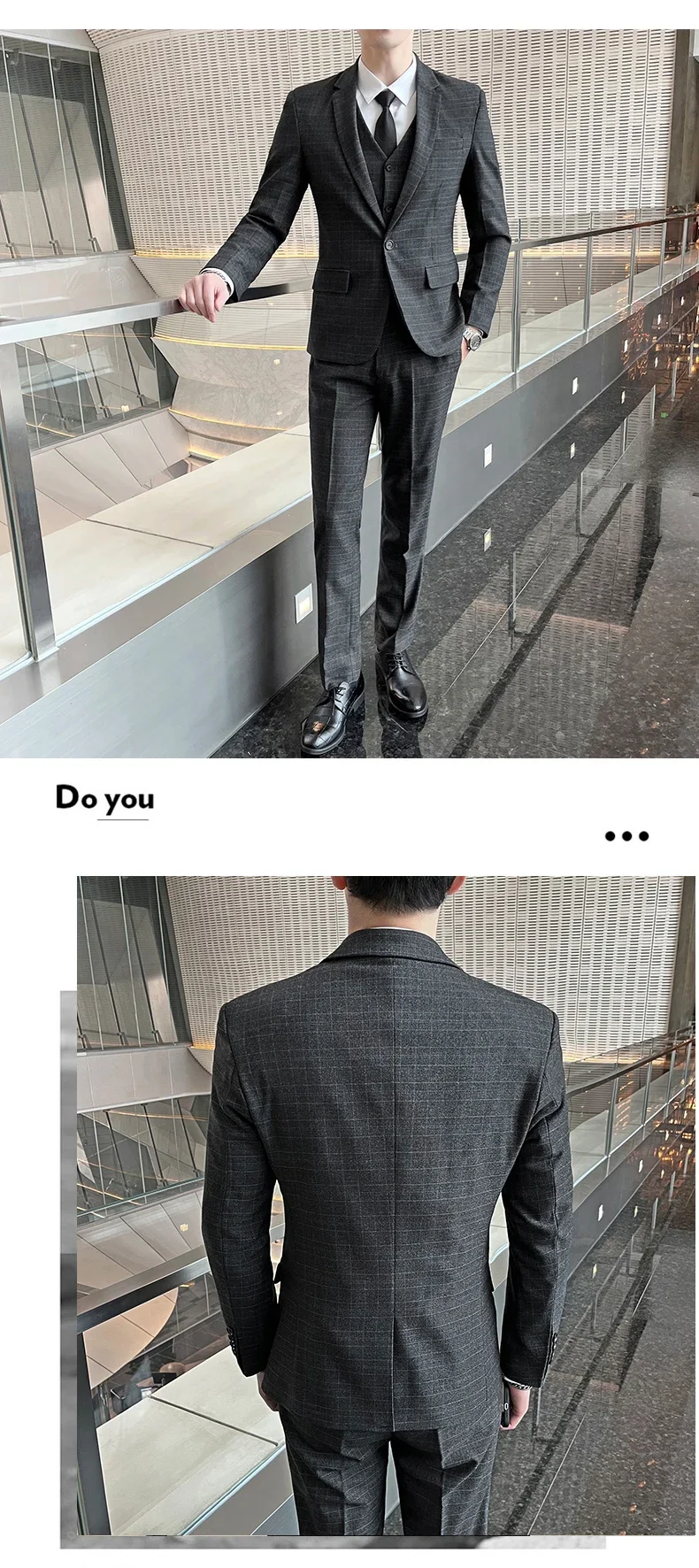 Suits (blazer+ Vest + Pants) Men Fashion Business Casual Hosts Slim-fit Gentleman Wedding Work Mens Suits 3 Piece M-5XL