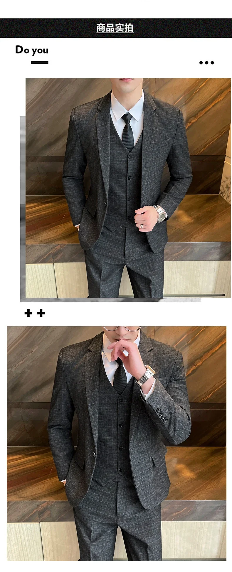 Suits (blazer+ Vest + Pants) Men Fashion Business Casual Hosts Slim-fit Gentleman Wedding Work Mens Suits 3 Piece M-5XL