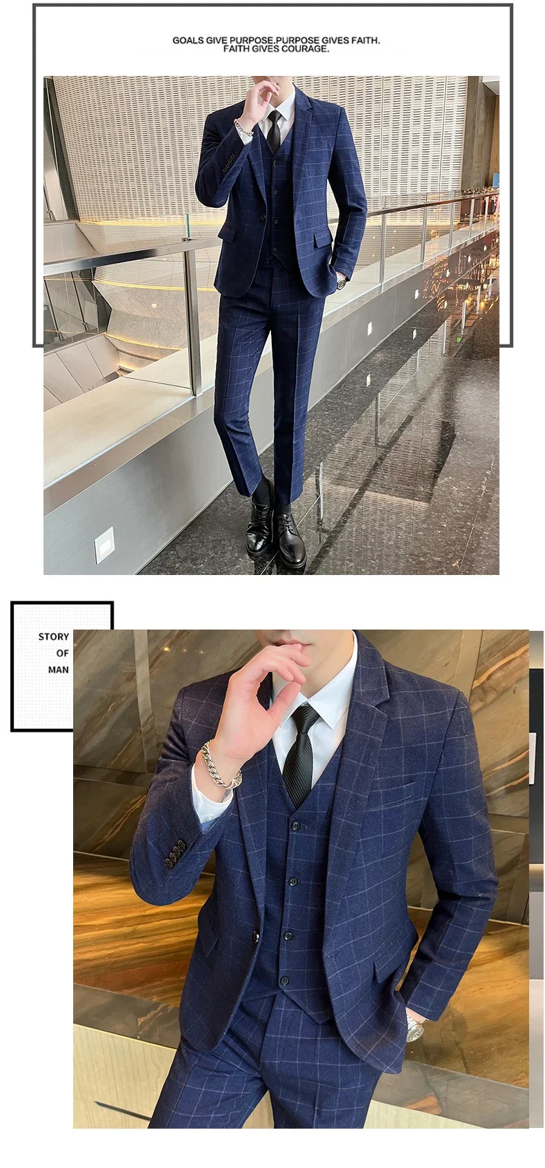 Suits (blazer+ Vest + Pants) Men Fashion Business Casual Hosts Slim-fit Gentleman Wedding Work Mens Suits 3 Piece M-5XL
