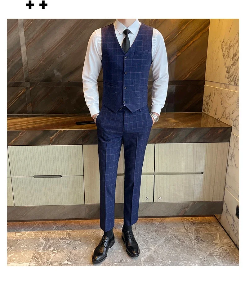 Suits (blazer+ Vest + Pants) Men Fashion Business Casual Hosts Slim-fit Gentleman Wedding Work Mens Suits 3 Piece M-5XL