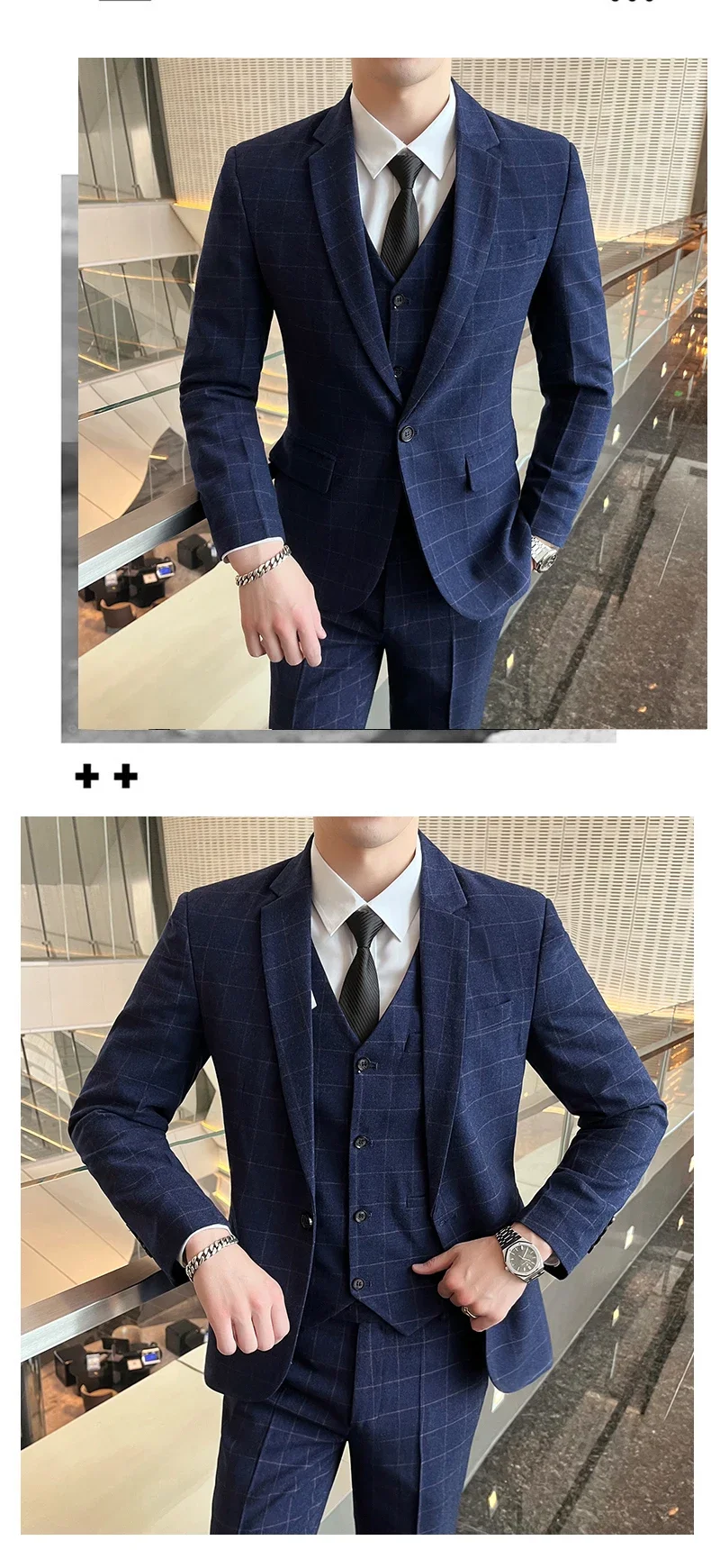 Suits (blazer+ Vest + Pants) Men Fashion Business Casual Hosts Slim-fit Gentleman Wedding Work Mens Suits 3 Piece M-5XL