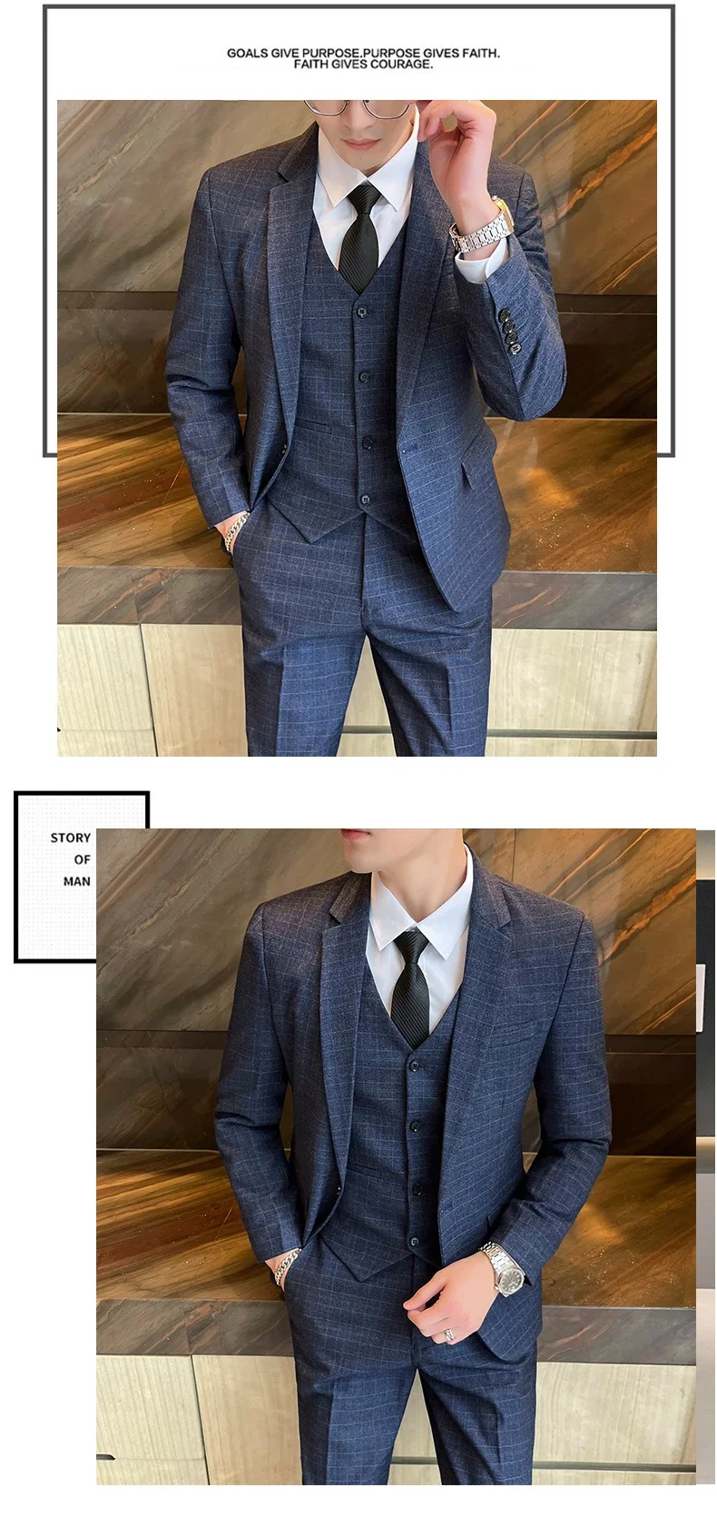 Suits (blazer+ Vest + Pants) Men Fashion Business Casual Hosts Slim-fit Gentleman Wedding Work Mens Suits 3 Piece M-5XL
