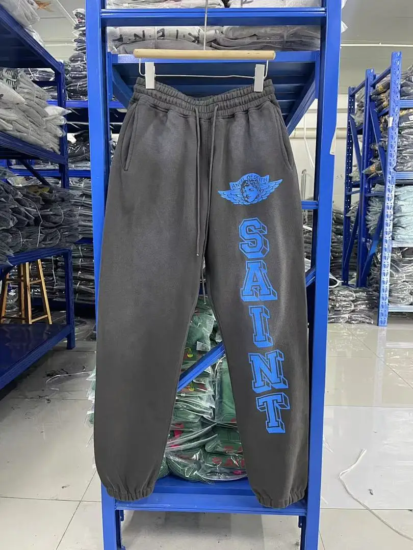 24ss Saint Washed Red Angel Printed Women Men Sweatpants Trousers Loose Fit Joggers Men Pants Sweatpants