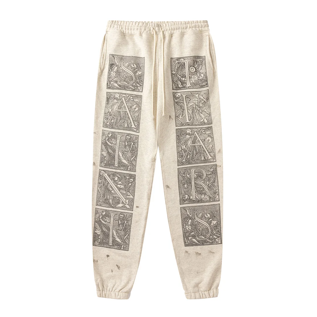 24ss Saint Washed Red Angel Printed Women Men Sweatpants Trousers Loose Fit Joggers Men Pants Sweatpants