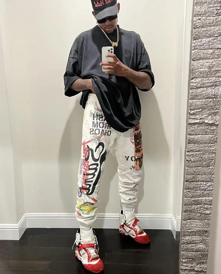 24ss Saint Washed Red Angel Printed Women Men Sweatpants Trousers Loose Fit Joggers Men Pants Sweatpants