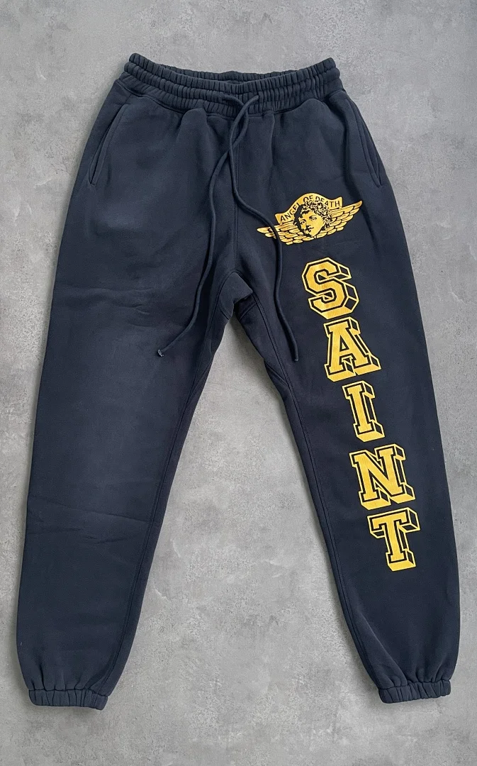 24ss Saint Washed Red Angel Printed Women Men Sweatpants Trousers Loose Fit Joggers Men Pants Sweatpants