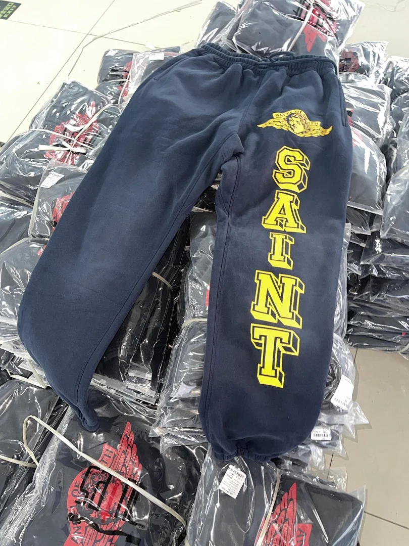 24ss Saint Washed Red Angel Printed Women Men Sweatpants Trousers Loose Fit Joggers Men Pants Sweatpants