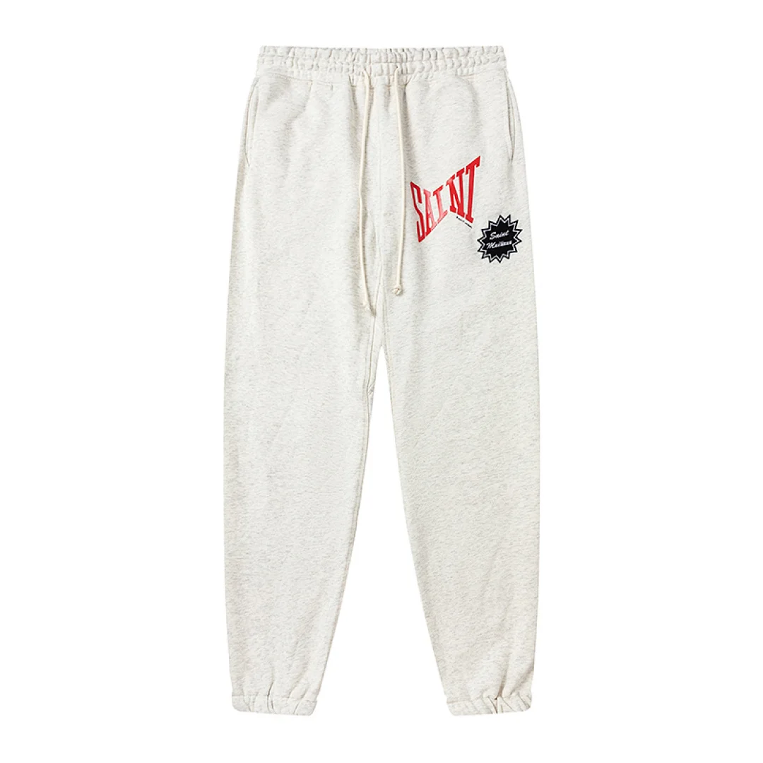 24ss Saint Washed Red Angel Printed Women Men Sweatpants Trousers Loose Fit Joggers Men Pants Sweatpants