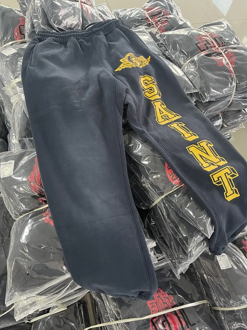 24ss Saint Washed Red Angel Printed Women Men Sweatpants Trousers Loose Fit Joggers Men Pants Sweatpants