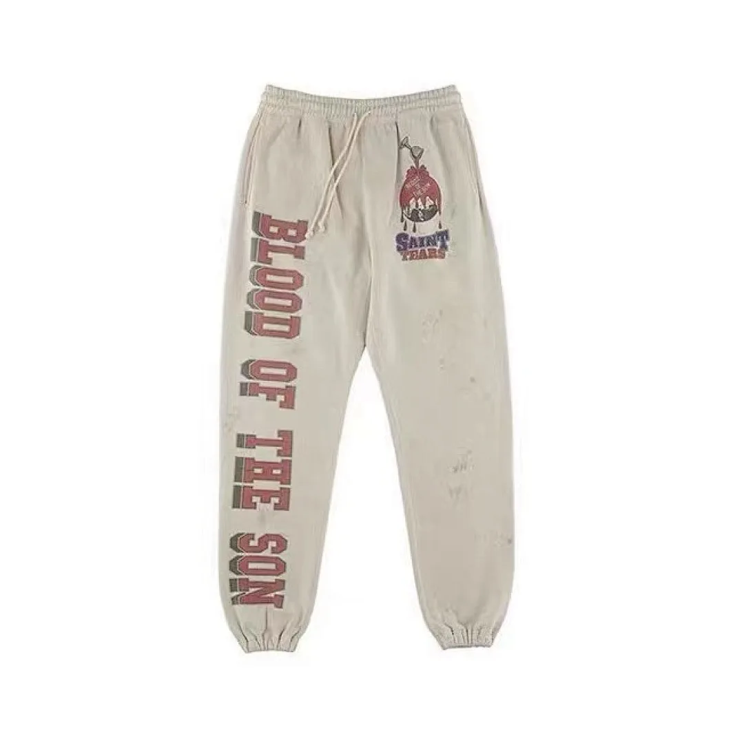 24ss Saint Washed Red Angel Printed Women Men Sweatpants Trousers Loose Fit Joggers Men Pants Sweatpants