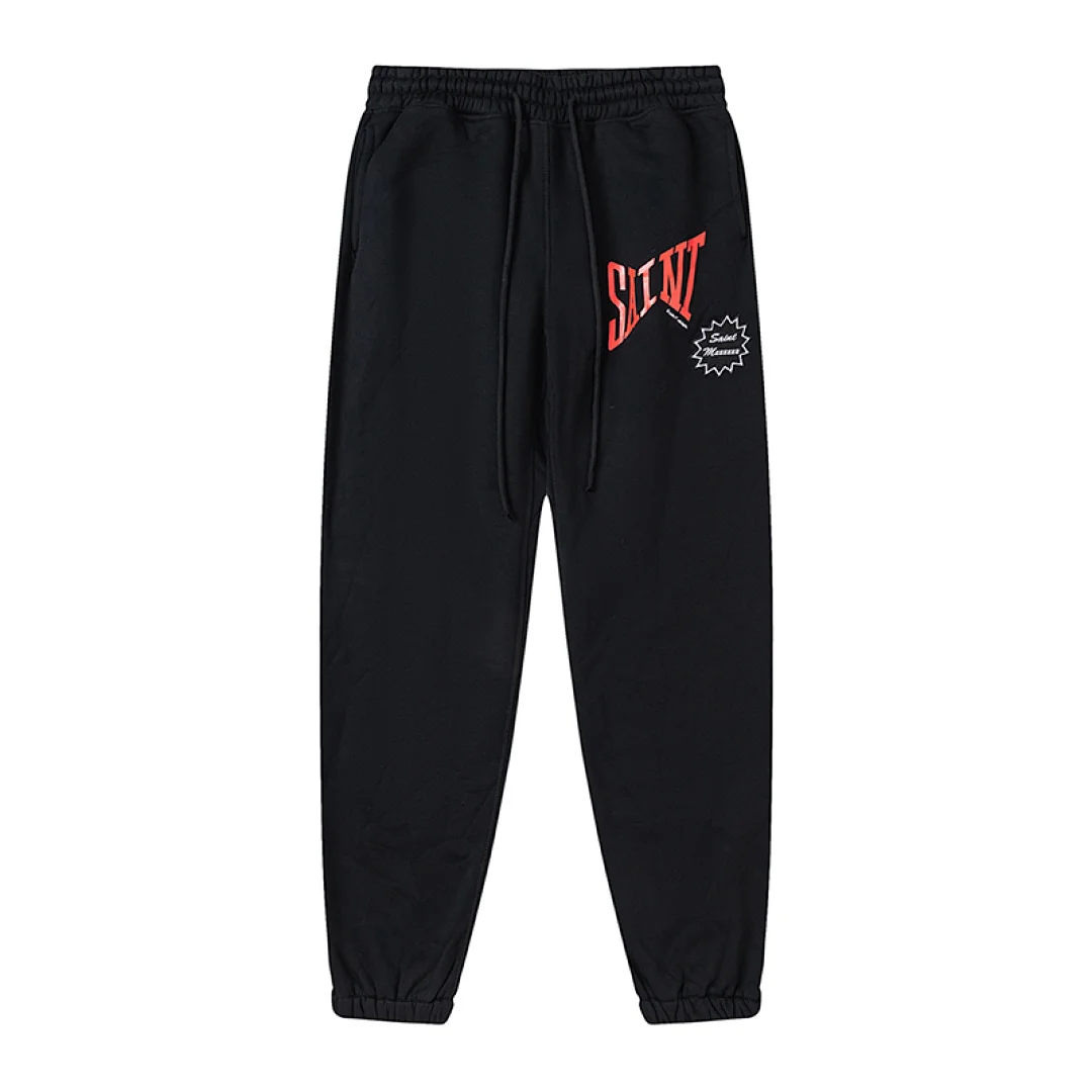 24ss Saint Washed Red Angel Printed Women Men Sweatpants Trousers Loose Fit Joggers Men Pants Sweatpants