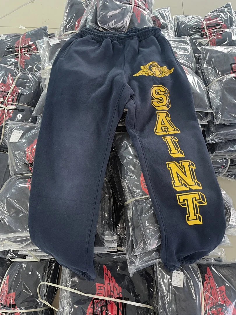 24ss Saint Washed Red Angel Printed Women Men Sweatpants Trousers Loose Fit Joggers Men Pants Sweatpants