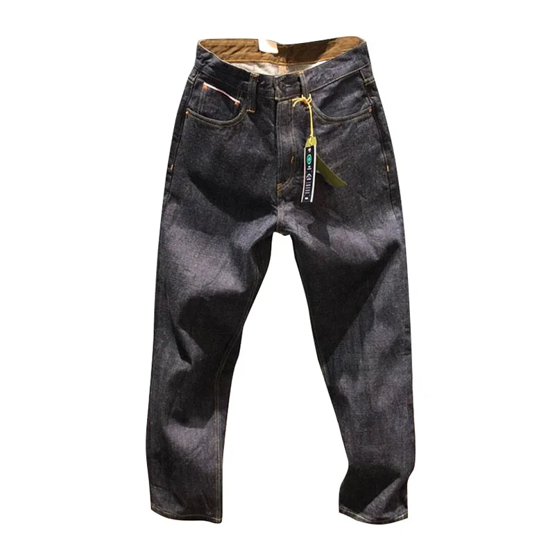 14oz 100% Cotton Heavyweight Sakura Red Selvedge Washed Desized Denim Jeans Loose Straight American Retro Amekaji Workwear Pants