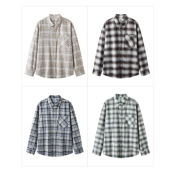 Semir Men Shirt Cotton Plaid Long Sleeve Loose Lapel Pocket Casual Style Comfortable Autumn Blouse Daily Wear 2026