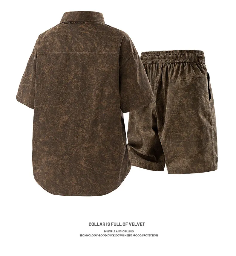 Men's Summer Casual Versatile Fashionable Cool Short-Sleeved Shirt And Shorts Set Trendy Business Casual Outfit