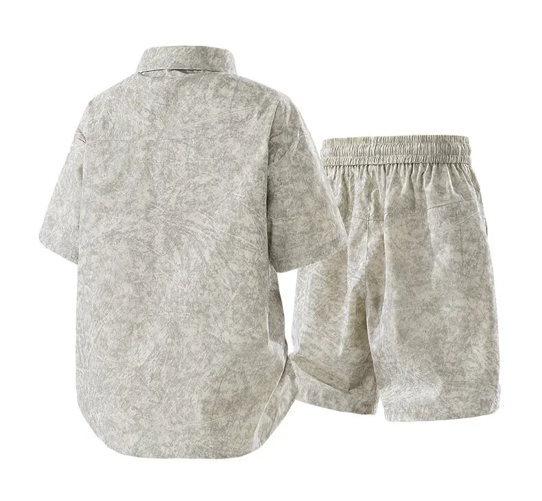Men's Summer Casual Versatile Fashionable Cool Short-Sleeved Shirt And Shorts Set Trendy Business Casual Outfit