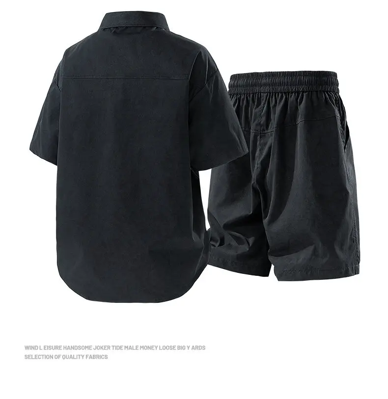 Men's Summer Casual Versatile Fashionable Cool Short-Sleeved Shirt And Shorts Set Trendy Business Casual Outfit