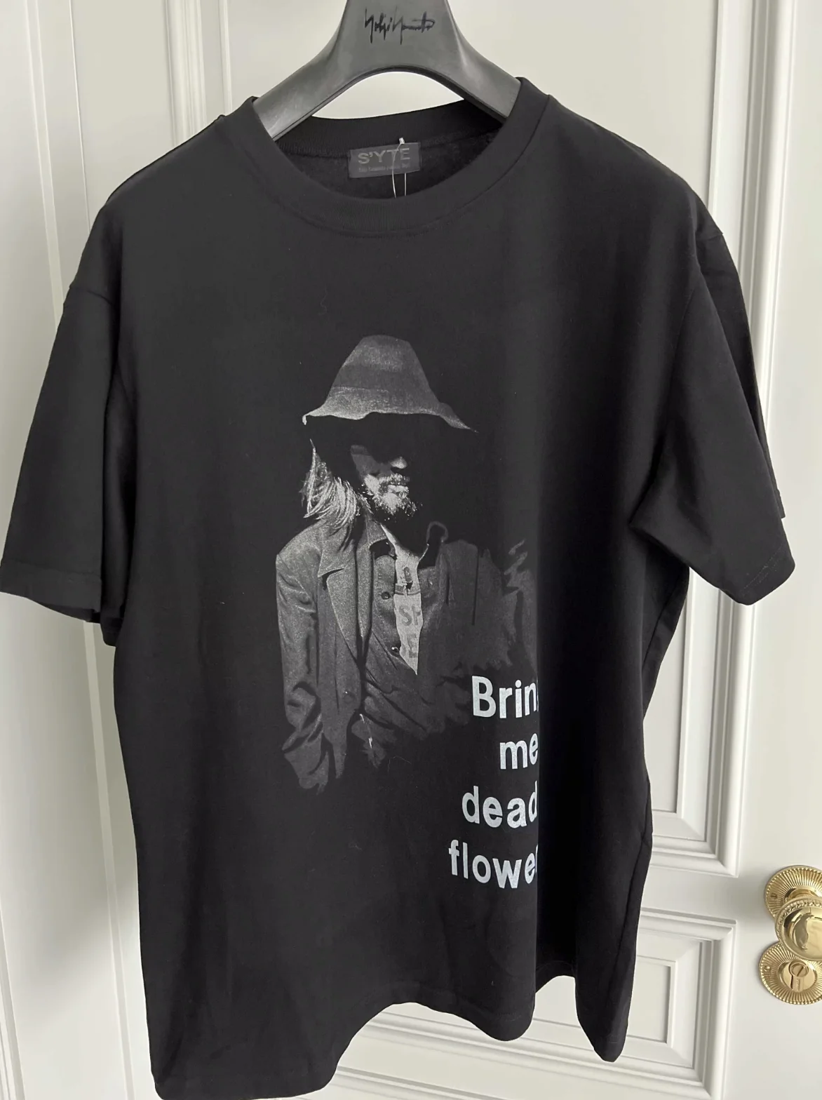 TOP-YAMAMOTO original design pure cotton black printed T-shirt, dark T-shirt
