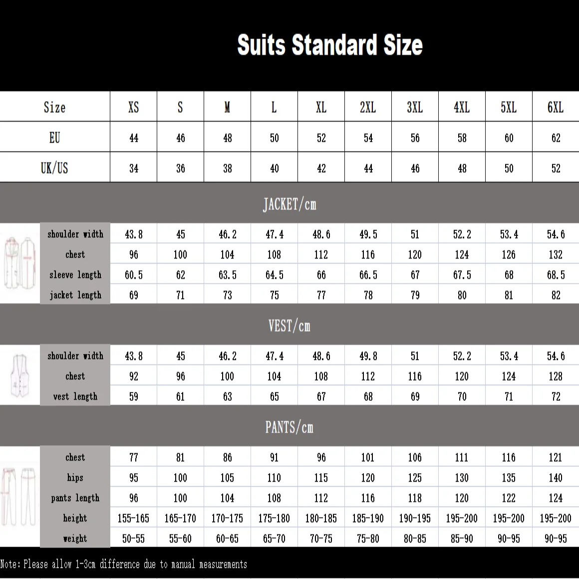 Daily Business Work Suit Set for Men from XXS-7XL Made to Measure 2 Piece Notched Lapel Formal Suits Wedding Groom Suits Plus