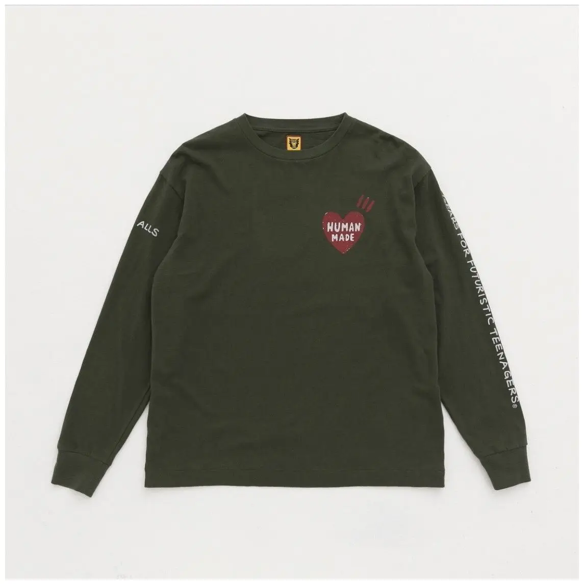 HUMAN MADE Heart Letter Print Long Sleeve T Shirt Crewneck 100% Cotton Unisex