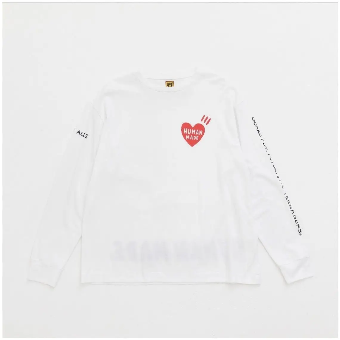 HUMAN MADE Heart Letter Print Long Sleeve T Shirt Crewneck 100% Cotton Unisex