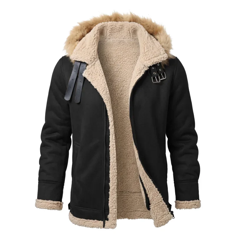 Men's Faux Suede & Sherpa Hooded Jacket | Winter Outdoor Hiking Warm Coat Comfortable Menswear S-5XL Windproof Men's Winter Coat