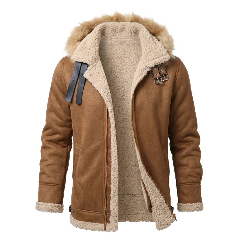 Men's Faux Suede & Sherpa Hooded Jacket | Winter Outdoor Hiking Warm Coat Comfortable Menswear S-5XL Windproof Men's Winter Coat