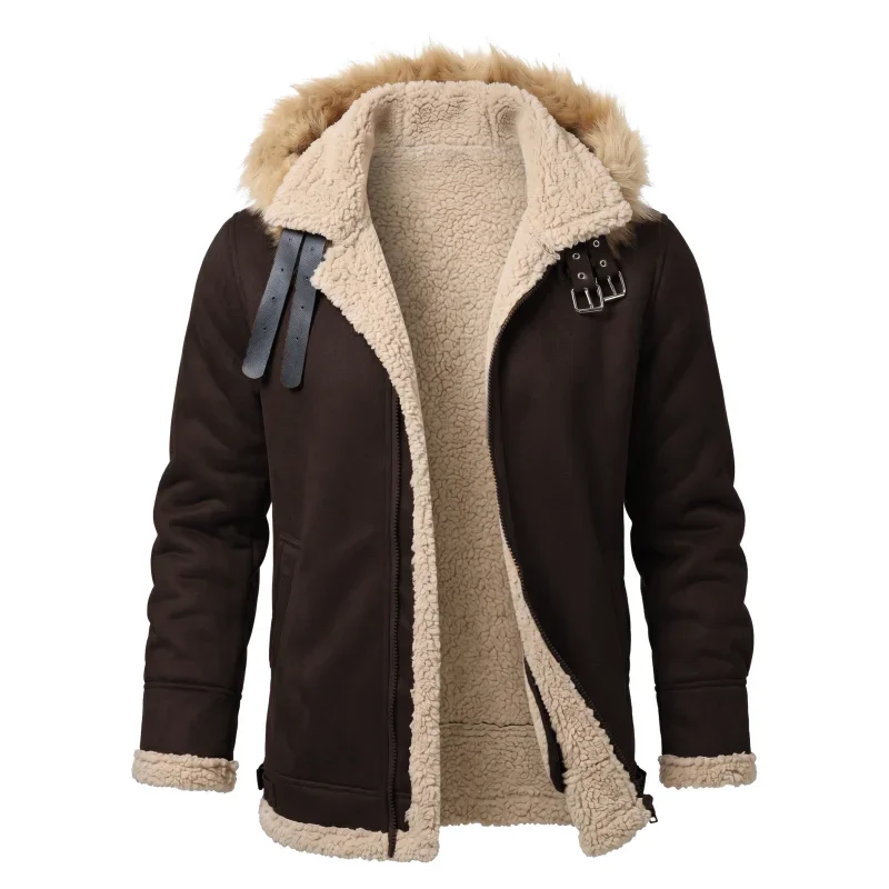 Men's Faux Suede & Sherpa Hooded Jacket | Winter Outdoor Hiking Warm Coat Comfortable Menswear S-5XL Windproof Men's Winter Coat