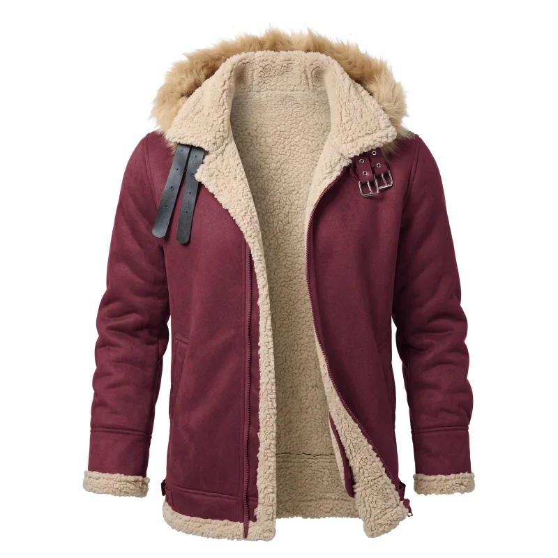 Men's Faux Suede & Sherpa Hooded Jacket | Winter Outdoor Hiking Warm Coat Comfortable Menswear S-5XL Windproof Men's Winter Coat