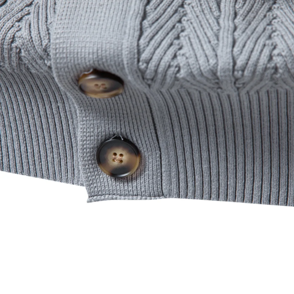 AIOPESON Men Cotton Design Knitwear Sweater Button Up Stand Collar Ribbed Cuffs Cardigan Smart Casual Office Thermal Fall Winter