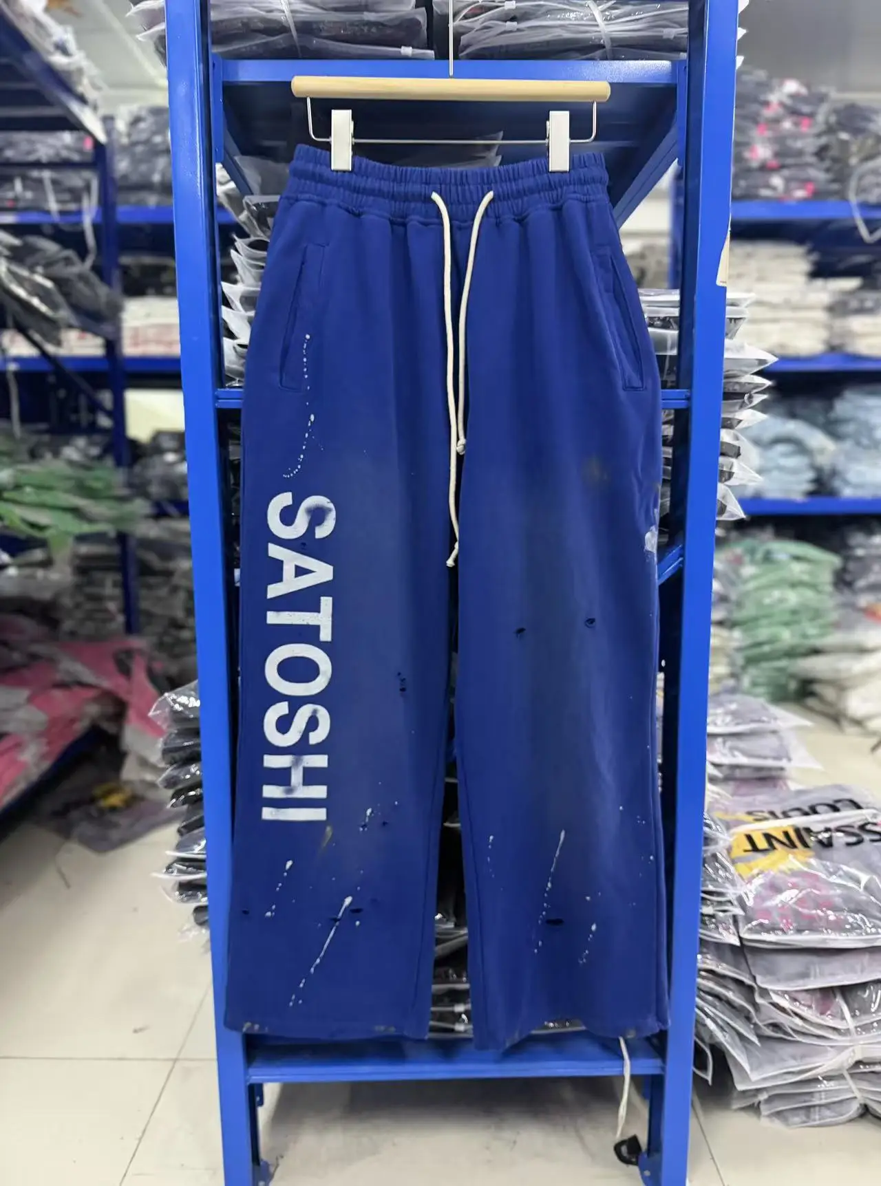 Satoshi Nakamoto SS26 Washed Splashing ink graffiti and destruction Pants Men Women Trousers Jogger Drawstring Sweatpants