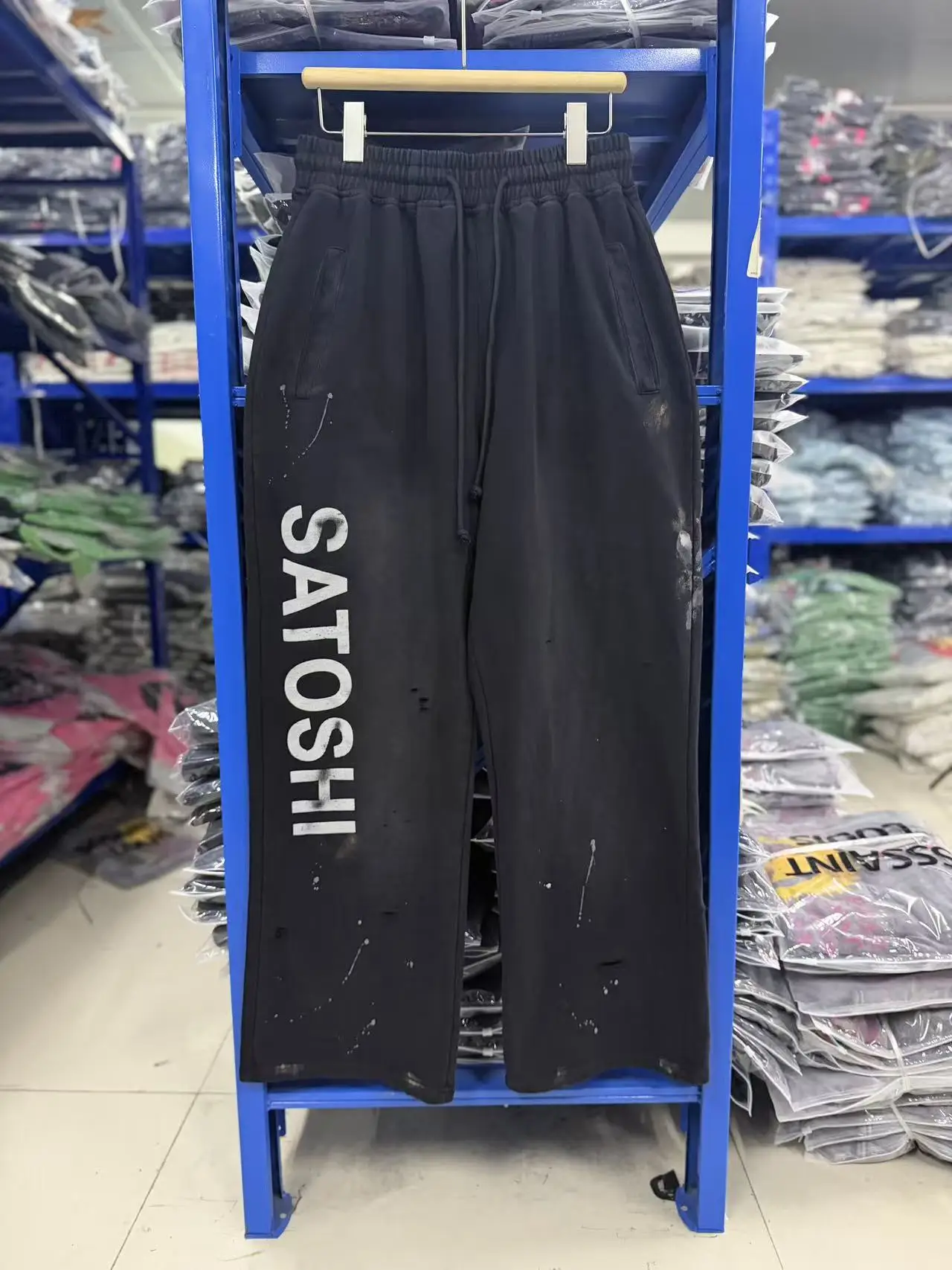 Satoshi Nakamoto SS26 Washed Splashing ink graffiti and destruction Pants Men Women Trousers Jogger Drawstring Sweatpants