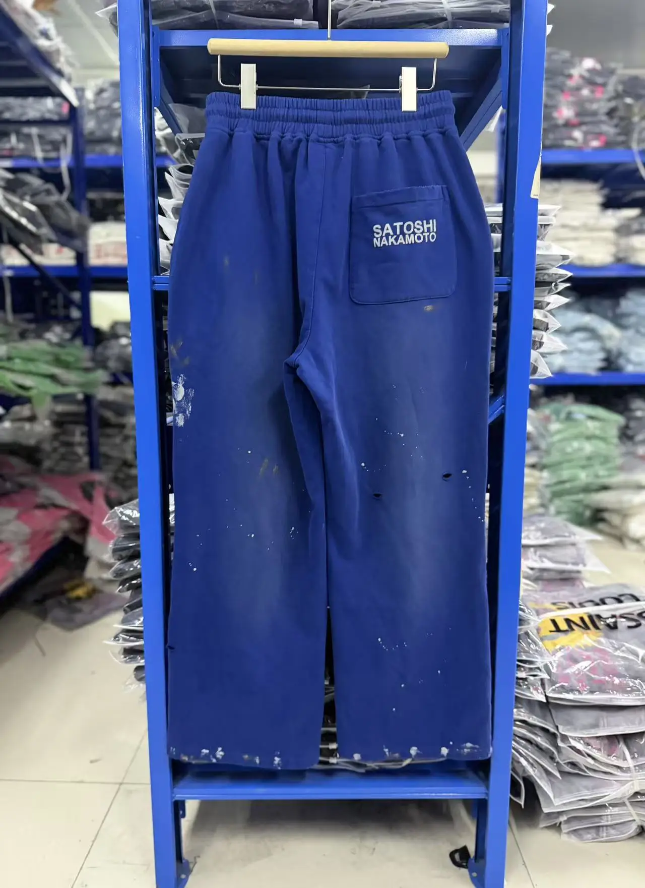 Satoshi Nakamoto SS26 Washed Splashing ink graffiti and destruction Pants Men Women Trousers Jogger Drawstring Sweatpants