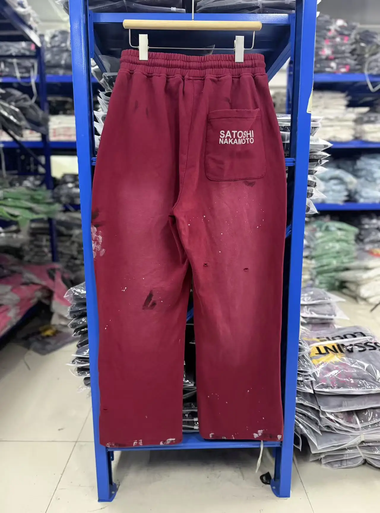 Satoshi Nakamoto SS26 Washed Splashing ink graffiti and destruction Pants Men Women Trousers Jogger Drawstring Sweatpants