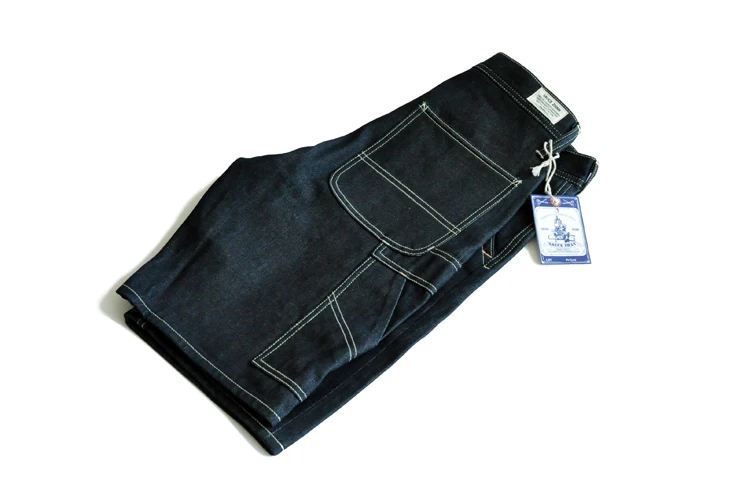 SauceZhan 266XX Mens Shorts Jeans Selvedge Denim Knee Length Mens Jeans Indigo Straight Fit 12.5 Oz