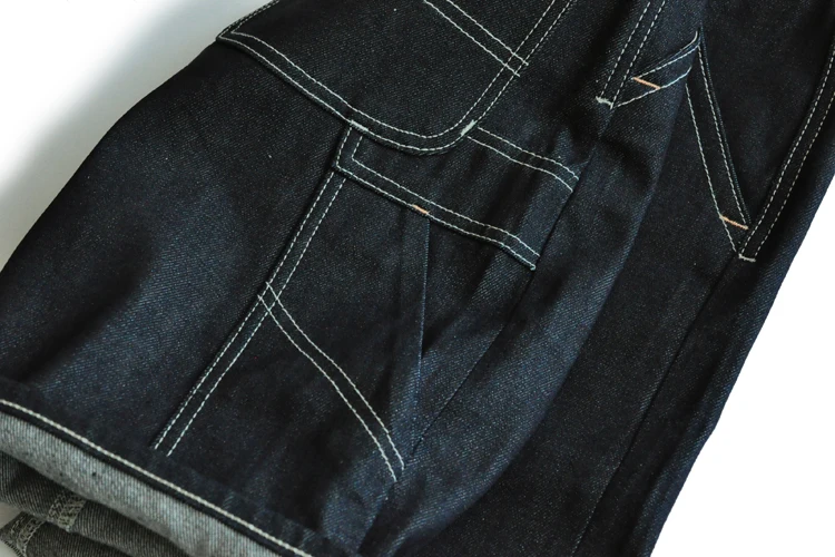 SauceZhan 266XX Mens Shorts Jeans Selvedge Denim Knee Length Mens Jeans Indigo Straight Fit 12.5 Oz