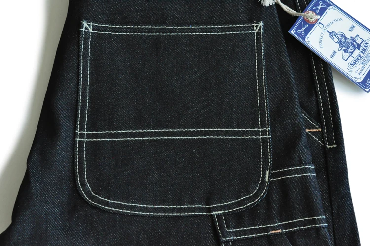 SauceZhan 266XX Mens Shorts Jeans Selvedge Denim Knee Length Mens Jeans Indigo Straight Fit 12.5 Oz