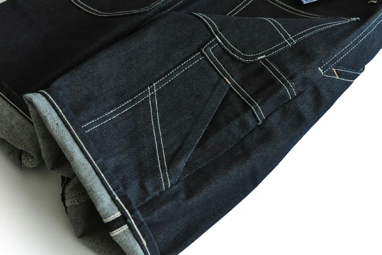 SauceZhan 266XX Mens Shorts Jeans Selvedge Denim Knee Length Mens Jeans Indigo Straight Fit 12.5 Oz