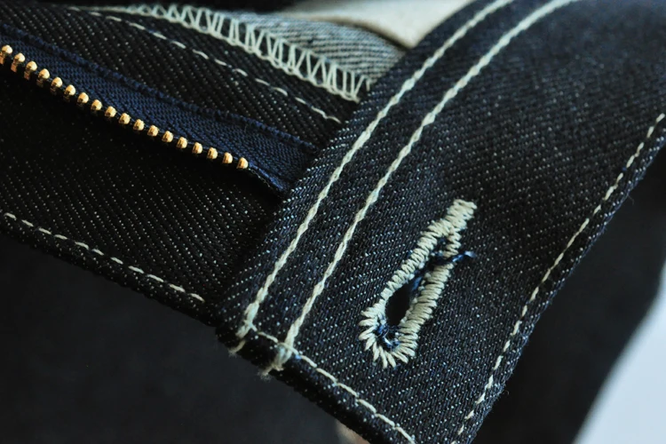 SauceZhan 266XX Mens Shorts Jeans Selvedge Denim Knee Length Mens Jeans Indigo Straight Fit 12.5 Oz