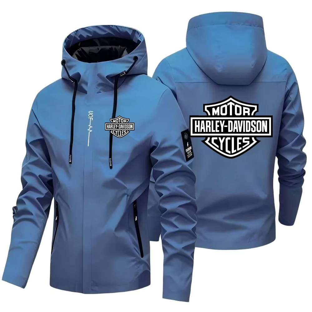 New Harley Davidson Man Autumn Outdoor jacket Fashion Printed Motorcycle Windproof Coat Wilderness Camping Hiking Hooded Tops