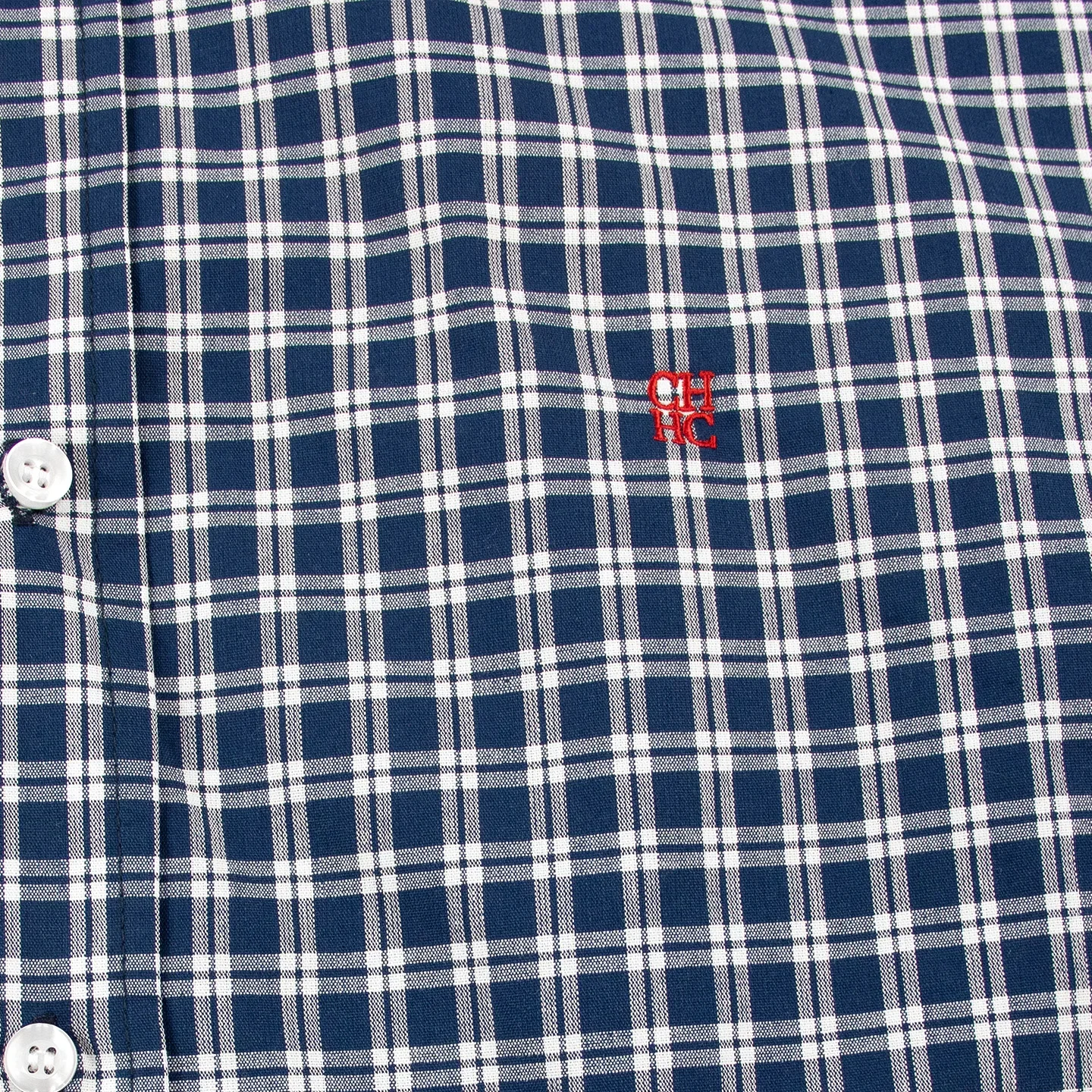 CH Mens Essential Lapel Subtle Letter Embroidery Full Grid Long Sleeve Shirt Office Casual Dual Use Top