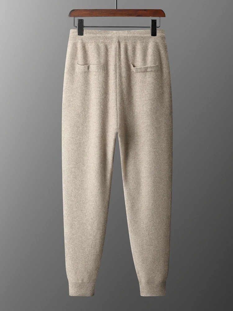 Men's Cashmere Pants Smart Casual Pencil Pants Autumn Winter Thick Soft Warm Trousers 100% Merino Wool Knit Pants Korean Style