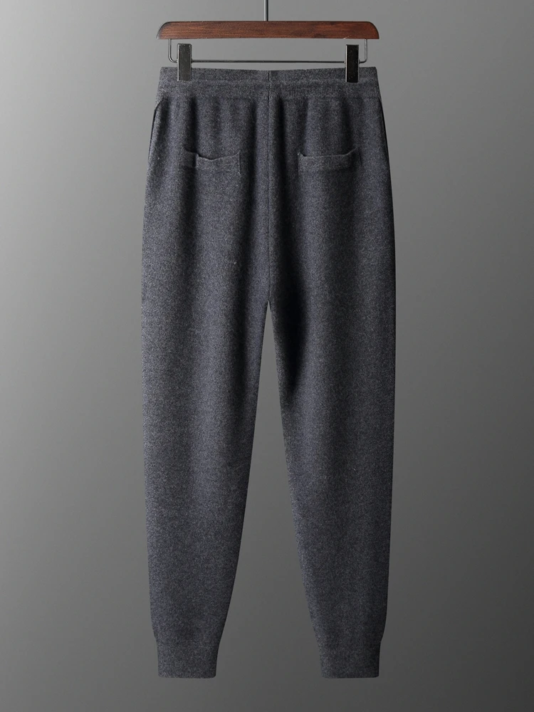 Men's Cashmere Pants Smart Casual Pencil Pants Autumn Winter Thick Soft Warm Trousers 100% Merino Wool Knit Pants Korean Style