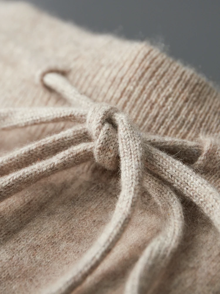 Men's Cashmere Pants Smart Casual Pencil Pants Autumn Winter Thick Soft Warm Trousers 100% Merino Wool Knit Pants Korean Style
